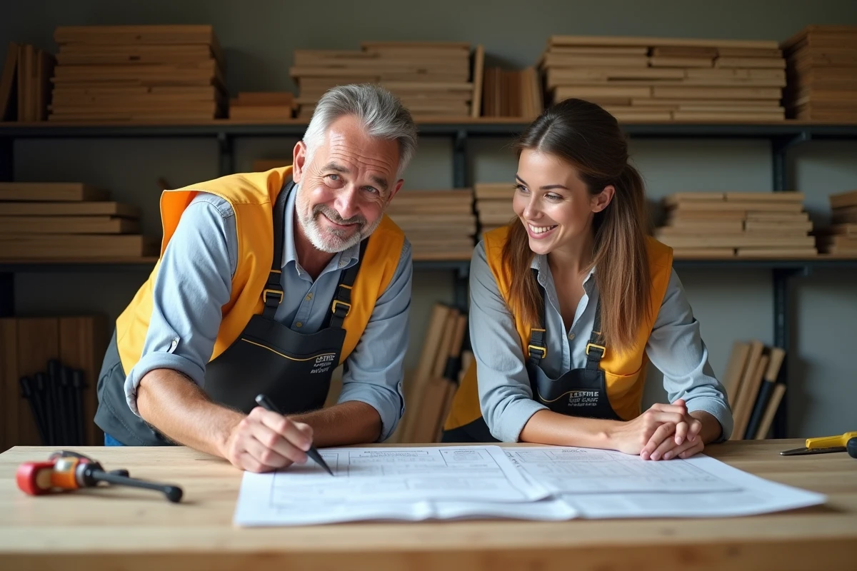 Entrepreneur et architecte discutant plans de construction